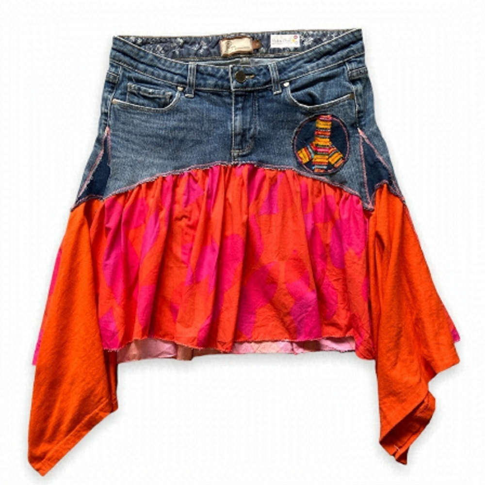 Paige Jeans Reworked Denim Skirt Hippy Boho Women’s Size 29
